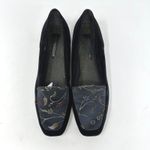 Enzo Angiolini Enzo‎ Angiolini Floral & Velvet Smoking Loafer Black Size 7.5 Photo 2