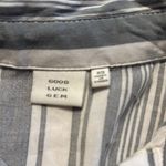Good Luck Gem  Button Up Gray and White Striped Long Sleeve Crop Top Photo 1