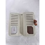 Cluci Wallet Clutch Organizer Card Holder Snap‎ Closure White Brown Medium Photo 6