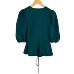 Slate + Willow Balloon Sleeve Wrap Top in Hunter Green True Wrap 3/4 Sleeves XS Photo 8