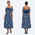 Sea New York NEW NWT  Julian Floral Embroidered Off The Shoulder Midi Dress Navy Photo 1