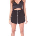 Carmar Denim CARMAR Rhinestone Full Zip Distressed Raw Hem Denim Jean Skirt Black Large 29 Photo 1