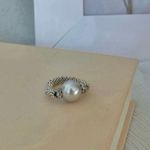 Silver Pearl Ring Vintage “Twyla” Elegant Classic Style Minimal Pearlcore Photo 6