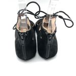 Old Navy Womens Flats Lace Up Ankle Strap Faux Suede Zipper Black Size 4 Photo 3