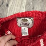 Vintage 3D knit ugly Christmas intarsia sweater with cat Red Size M Photo 1