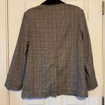 Free People Plaid Velvet Trim Blazer Oversized Tan Green XS Photo 3