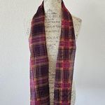 Accessory Street Purple Yellow Plaid Sheer Long Neck Scarf Photo 0