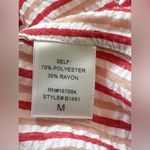 Tuckernuck Beach Seersucker Strawberry Stripe Dress Long Sleeve Medium 2050 White Photo 5