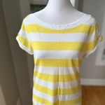 Banana Republic Yellow White Rugby Stripe Boatneck Cotton Tee Shirt Dress Small Photo 7