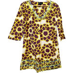 Boden Retro Jumbo Flower Print 3/4 Sleeve‎ Cotton Lightweight Dress Size 8 Purple Photo 0