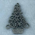 FORT USA Merry Christmas Tree Holiday Jewelry Pin Brooch Silver Color Unisex Photo 1