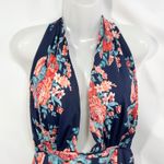 COCOSHIP Plus Size 3X Swimsuit Floral Plunge One Piece Open Back Halter 1003 Photo 5