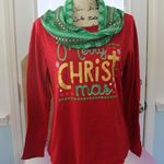 Holiday Time New Merry Christmas & Scarf L/S Tee Shirt Top Set Photo 0