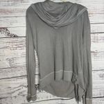 Free People  Gray Draped Asymmetrical Hooded Top Small Photo 2