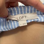 Loft  Linen Blend Blue/White Striped Button Dowm Long Sleeve Dress Photo 6