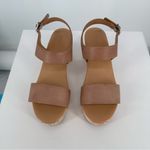 Nisolo All Day Open Toe Clog size 8 in Almond Leather Wood Bohemian Boho Heeled Tan Photo 3