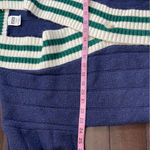 PINK - Victoria's Secret PINK Varsity Sweater Plaid P & green and cream accents Navy Women's Cardigan Photo 7