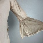 Gretty Zueger Womens Button Ruffle Jacket Top Size Medium Beige Lagenlook Photo 2