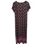 5 for $25| J. Jill Seamed Knit Floral Border Ultra Soft Flowy Maxi Pocket Dress Black Photo 2