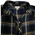 J.Jill  Brushed Cotton Modal Blend Bias Trim Plaids Blue‎ Button up Shirt M Photo 1