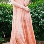 We Are HAH (Hot As Hell) Mama C Long Sleeve Copper Rose Sheer Lace Maxi Dress Pink Size M Photo 0