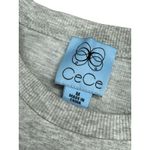 CeCe  Gray Floral Appliqué T-shirt Dress With Ruffle Medium Crewneck Short Sleeve Photo 3