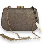Kate Landry Metallic Glittering Gold Bronze Clutch w/ Chain Shoulder Strap Photo 0