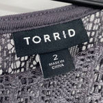 Torrid Midi Jersey Knit Trapeze Dress Hanky Hem Dark Gray Crochet Lace Yoke 2X Photo 6