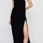 ZARA NWT  Straight Neck Ruched Draped Black Dress Photo 0