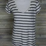 ZARA  Striped Slub Knit Tee Short Sleeves Navy Blue Photo 0