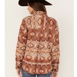 ROCK & ROLL Denim Women’s Southwestern Print Jacquard Shacket Medium Tan Brown Photo 3