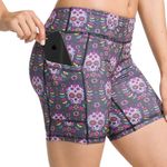 Epic MMA Size L Pocket Biker Shorts Multicolor Sugar Skull Print Cross Fit NWT Black Size L Photo 4