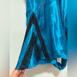 Victoria's Secret Vintage 80's TEAL Blue SATIN and Black Lace Bodysuit Slip XS Photo 5