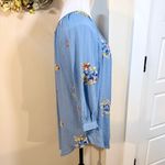 NWT FIG & FLOWER All Over Embroidered Button Front Lightweight Top Blue Sz L 💚 Size L Photo 3