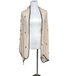 Linear Scarf Anchor Nautical Wrap Shawl Cream Lace Black Gold Charm 69"x20" Photo 2