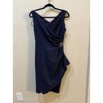 Alex Evenings  Women's‎ Slimming Cocktail Ruched Dress w/ Ruffle, Navy Size 4 Photo 2