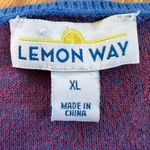 Lemon Way Cotton Double Decker Bus 3/4 Sleeve Sweater Sz XL Blue Photo 4