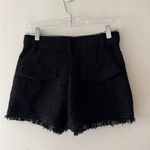 ZARA Black Tweed Textured Adorable High Waisted Frayed Hem Shorts Photo 6