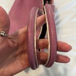 Levenger leather handbag satchel lavender with white piping clean inside EUC Purple Photo 5