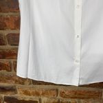 Theory  Uniform White Luxe Cotton Short Sleeve Button Down Shirt Women's Medium Photo 5