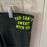 PINK - Victoria's Secret Victoria’s Secret PINK Black Cropped “You Can’t Sweat With Us” Yoga Pants Photo 1