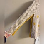 Yoon Anthropologie crewneck sweater lambs wool polka dotted cream Large Yellow Photo 5