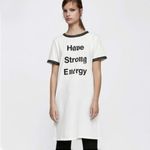 ZARA Have Strong Energy Statement Chain Trim T Shirt Dress White Black Small Photo 1