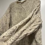 Vintage Irish Wool Sz: L Pullover Cable Knit Oatmeal Chucky Winter Sweater. Size L Photo 6