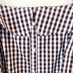 Ultra Flirt  Black White Checkered Plaid Cold Shoulder Tie Front Top XL Photo 5