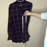 Paige  Joss Oversized Plaid long sleeve button up shirt maroon women’s size large Photo 8