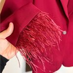WAYF NWT  Romee Deep Red Ostrich Feather blazer Photo 3