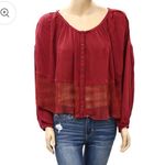 Free People Gauze Rainy Days Swing Boho Top Blouse in Deep Cranberry XS Photo 1