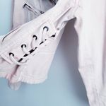 Free People  Oversized Rose Moto Denim Jacket Photo 7