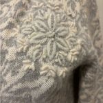 Coldwater Creek  Wool Angora Tailored Cardigan Sweater Sz XS Gray Cream Snowflake Photo 2